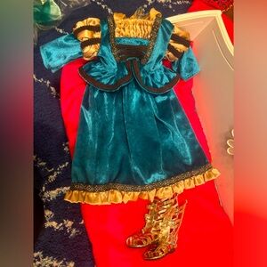 Merida dress up outfit and gold sandals for doll!